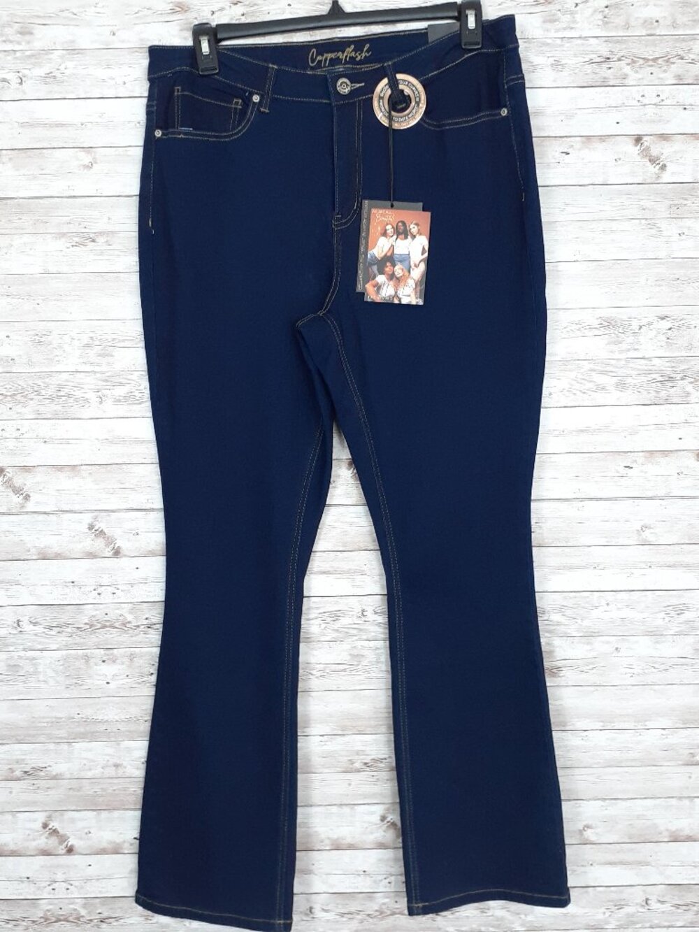 Copperflash Womens Hi Rise Curvy Slim Boot Jeans 18W Dark Wash Blue 766A